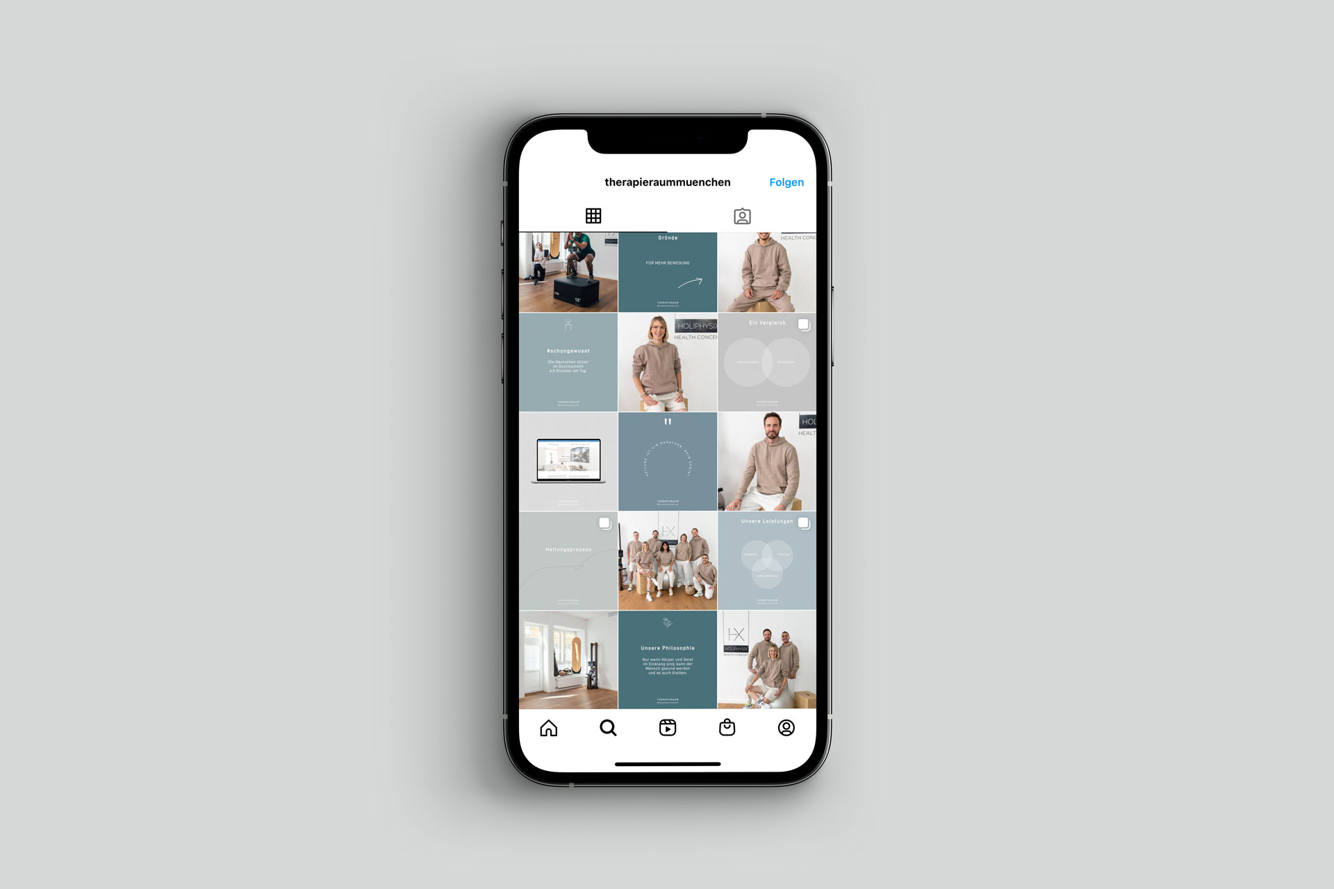 Aescura, Healthcare Agentur, Projekte, Therapieraum München, Social Media Marketing, Instagram, iPhone