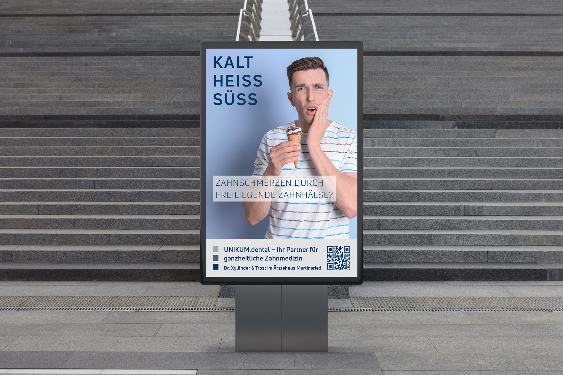 Aescura, Healthcare Agentur, Projekte, Digitales Plakat Unikum.dental